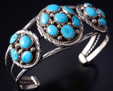 Silver & Turquoise Round Clusters Navajo Bracelet by Melvin Chee 5J18E