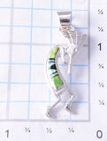Silver & Gaspeite Multistone Navajo Inlay Kokopelli Pendant by Rick Tolino 5L17O