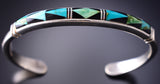 Sterling Silver Navajo Bracelet with Inlay Design by Shirley Henry 6K28N