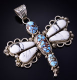 Silver & Golden Hills Turquoise Navajo Dragonfly Pendant by Erick Begay 5H02D