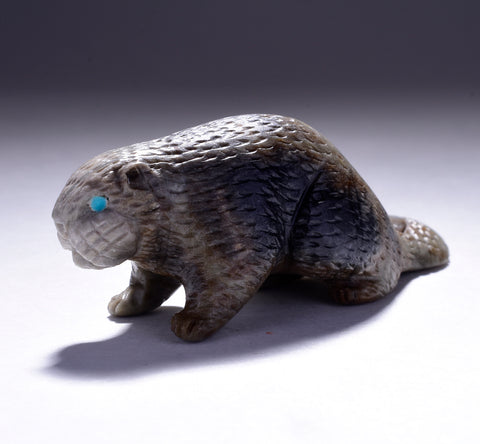 Picasso Marble Handcarved Beaver Fetish by Lance Cheama 4D02E