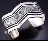 Silver Navajo Handstamped Mountains & Valleys Bracelet by Erick Begay 3J30G