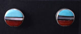 Silver & Turquoise Multistone Zuni Inlay Post Earrings by Ola Eriacho 5G16W