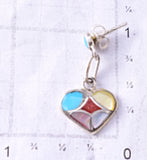 Silver & Turquoise Multistone Zuni Inlay Heart Earrings by Orena Leekya 6D22R