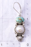 Silver & Golden Hills Turquoise Fresh Pearl Navajo Earrings - Erick Begay 6F27F