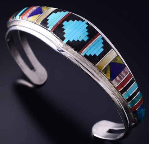 Turquoise Multistone Zuni Inlay Bracelet by Sylvester Noche 5E06D