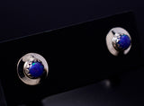 Purple Fire Opal - Navajo Handmade Sterling Silver Post Earrings by Juanita Manygoats - 6J31K