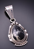 Silver & White Buffalo Turquoise Navajo Pendant by Samuel Yellowhair 3G03V