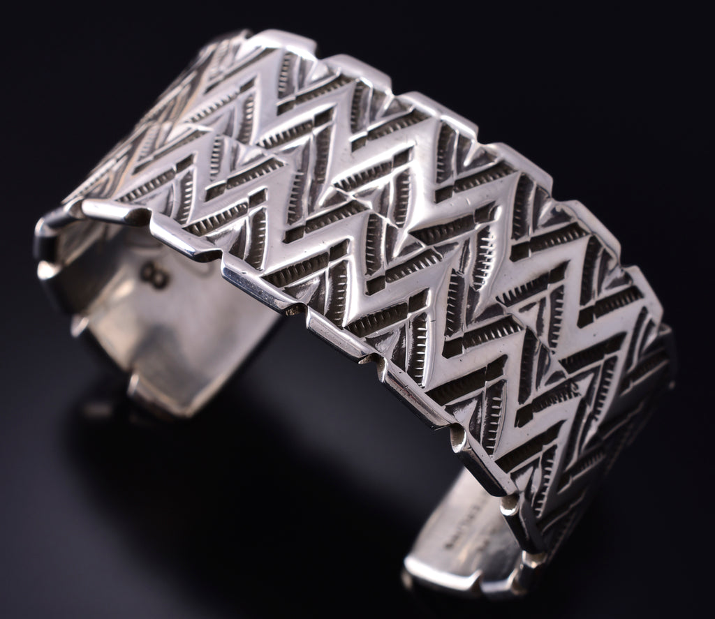 Vintage Silver Navajo Handmade Bracelet by Cody Sanderson 5J29X