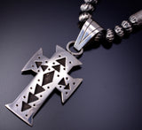 Silver Hopi Handmade Cross Pendant by Adrian Sanchez 4L12X