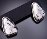 Silver & White Buffalo Turquoise Navajo Handmade Earrings by Elouise Kee 6H25W