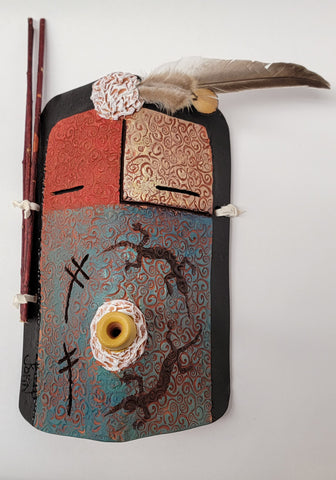 Navajo Pottery - Yei Bi Chei Mask - by David John 3L11N
