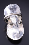 Size 5-3/4 Vintage Silver & Turquoise Navajo Long Ring 6A03K