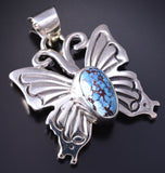 Silver & Golden Hills Turquoise Navajo Butterfly Pendant Jeremy Delagarito 5L13V
