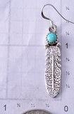Silver & Turquoise Navajo Handmade Eagle Feather Earrings Sharon McCarthy 5G18B
