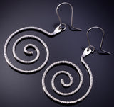 Silver Zuni Handmade Swirl Earrings by Carlton Jamon 4H27A