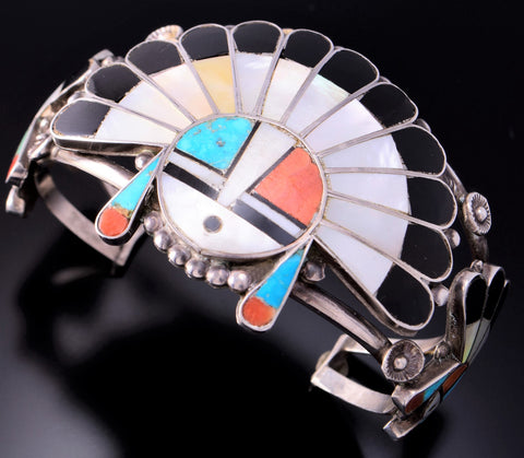 Vintage Zuni Sun Face Kachina Design Bracelet 3E10C