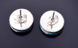 Silver & Turquoise & Mother of Pearl Zuni Inlay Earrings by Johnson Laweka 3H02K