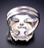 Size 8 Silver & Turquose Navajo Inlay Ring stamped SF 6F17E