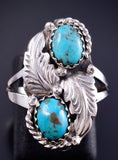 Size 5-3/4 Silver & Kingman Turquoise Navajo Ring by Annette Martinez 5L25U