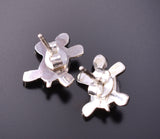 Silver & Tiger Eye Zuni Handmade Turtle Earrings by Norton Kinsel 3G03N