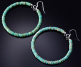 Navajo Handmade Turquoise Hoop Earrings 5G16A