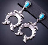 Silver & Turquoise Navajo Horseshoe Bottom Earrings by RB 3J16R
