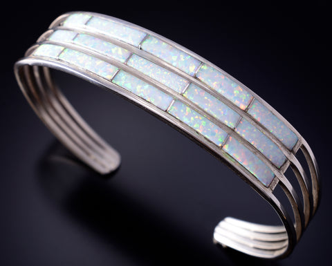 Silver & Opal Zuni Inlay Bracelet by Jamie Johnson 5D18W