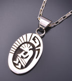 Silver Navajo Handmade Kokopelli Design Pendant by Calvin Peterson 3G05H