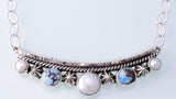 Silver & Golden Hills Turquoise & Fresh Water Pearl Navajo Necklace by Erick Begay 3H20Z