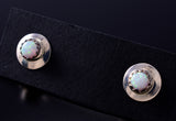 White Fire Opal - Navajo Handmade Sterling Silver Post Earrings by Juanita Manygoats - 6J31F