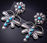 Silver & Kingman Turquoise Navajo Dragonfly Earrings by Gabrielle Yazzie 6F17O