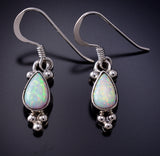 Silver & Opal Navajo Handmade Dangle Earrings by Ardel Yazzie 6J30B