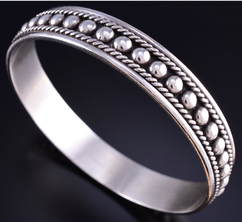 Pre-owned Vintage Mexican Made Silver Bangle Bracelet 5L26A