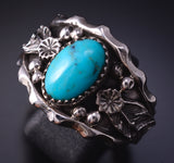Size 12-3/4 Silver & Turquoise Navajo Men's Ring by Genevieve Francisco 5J29D