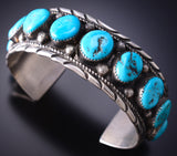 Kingman Turquoise Traditional Navajo Bracelet by Donvan Nez - 6K28A