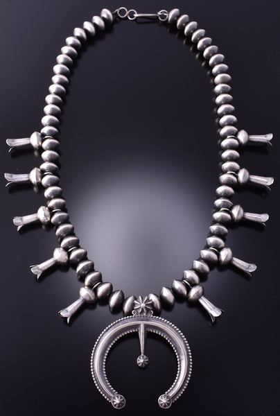 Silver Handmade Navajo Squash Blossom Necklace by Preston Haley 4A12A