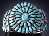 Tradional Vintage Pettypoint Turquoise Bracelet by Larry Moses Begay 6K28B