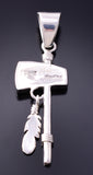 Silver & Opal Navajo Inlay Tomahawk Pendant by TSF 3L08X