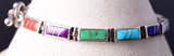 Vintage Silver & Turquoise Multistone Navajo Inlay Link Bracelet 5L17H