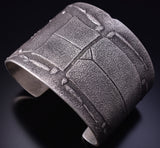 Silver Navajo Tufacast Scareb Beetle Bracelet by Matthew H. Begay 5B19P