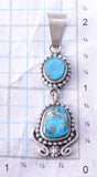 Silver & Morenci Arizona Turquoise Native American Handmade Pendant 3K09C