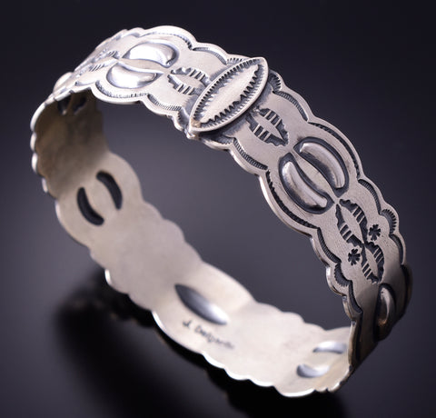 Silver Navajo Handstamped Bangle Bracelet by Jeremy Delgarito 4F10A