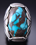 Vintage Size 9 Silver & Royston Turquoise Navajo Handmade Men's Ring - Fred Thompson 6E14H