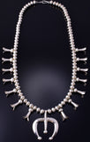 31" Silver Navajo Handmade Squash Blossom Necklace 5H21V