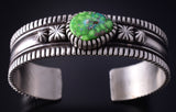 Silver & Turquoise Navajo Handmade Stars Bracelet by Erick Begay 5H03B