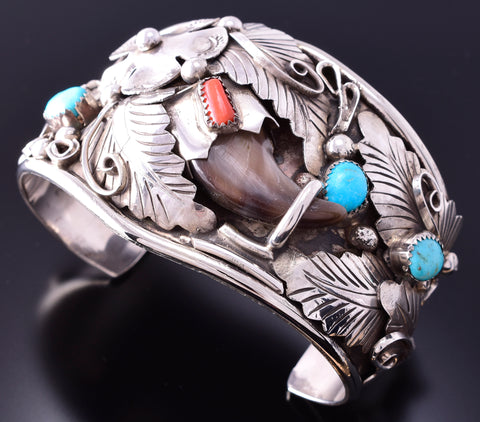 Silver & Turquoise Claw Navajo Bracelet by Jerry Thompson 4A31F
