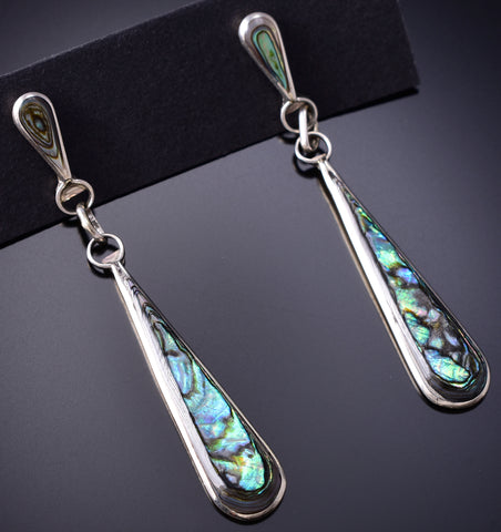 Silver Zuni Abalone Shell Earrings by Alfred Gasper 6K02A