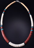 18" Santo Domingo Pueblo (Kewa) Turquoise Multistone Necklace Lupe Lovato 5G28E