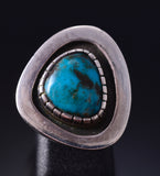 Vintage Size 5-1/2 Silver & Bisbee Turquoise Navajo Handmade Ring by Kee Yazzie 5K10T